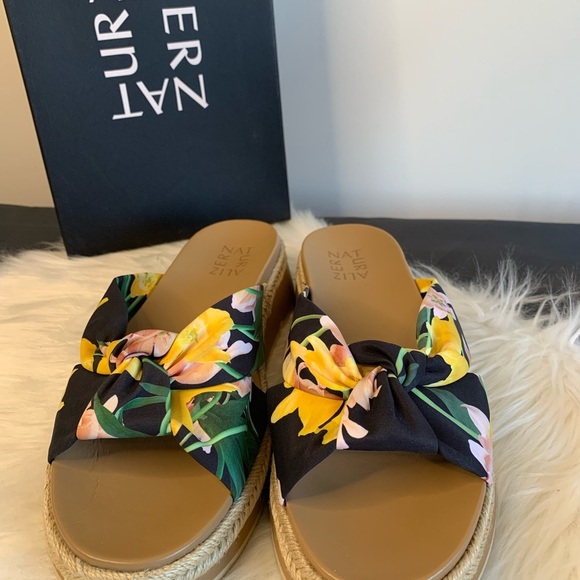 Naturalizer Navy and Yellow Espadrilles with Floral Print - Picture 1 of 7